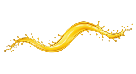 Isolated stream of honey splash with drops, sweet liquid flowing in curved shape motion