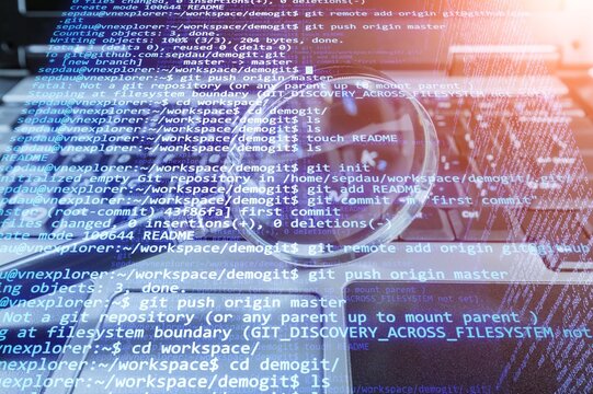 Software IT programming code digital technology on computer screen