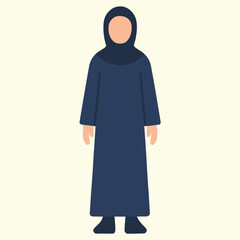 Serene Silhouette: Vector Illustration of a Muslim Woman in Hijab