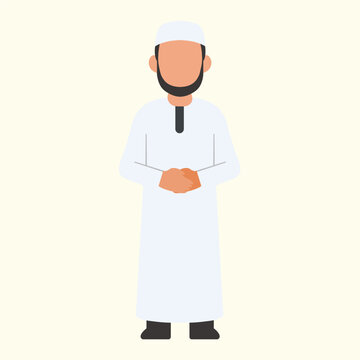 muslim man praying white robe clip art preview