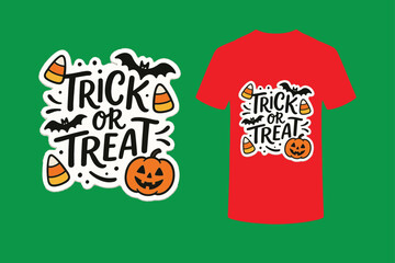 t shirt design concept vector, Trick or treat - halloween, design, poster, sticker.