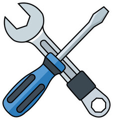 Crossed wrench and screwdriver tools representing repair and maintenance services