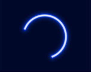 A bright glowing neon arch or incomplete circle a modern abstract design element that can represent progress a loading bar or motion.