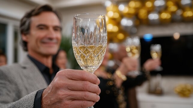 luxury new years eve party, stylish new years eve bash with chic guests, a tv countdown, opulent decor, and professional service