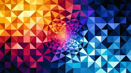 Vibrant geometric abstract background with a gradient of warm to cool colors