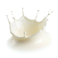 A white liquid crown splashes upward from a flat pool, isolated on black