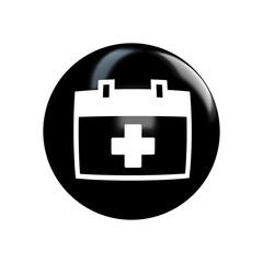 Fototapeta premium first aid kit black glossy icon