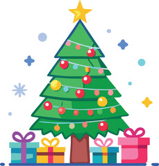 christmas tree with gift boxes