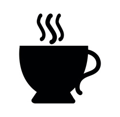 Black coffee cup silhouette with rising steam