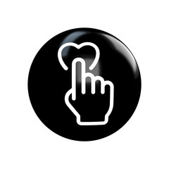 hand click on heart icon button