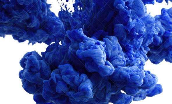 Deep blue ink swirls in abstract cloud form