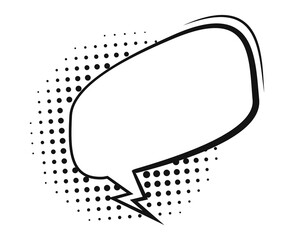 Blank comic speech bubble with halftone cloud pattern, perfect for graphic design and illustration projects.