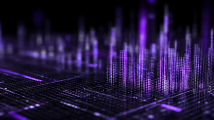 Digital City Skyline Built from Data Points to Represent Smart Urban Analytics and Performance.
