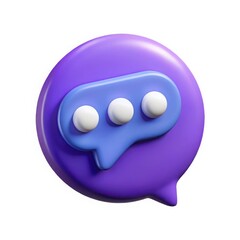 Fototapeta premium 3D Chat Bubble Icon with Three White Dots Keywords: chat, bubble, speech, message