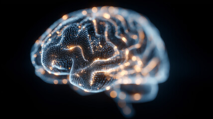 Neural Brain Made of Data Points Representing Cognitive Processing, Machine Intelligence and Connected Insight.
