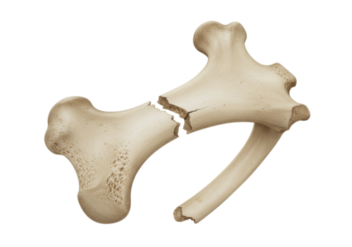 Isolated broken bone anatomy illustrating fracture and skeletal damage of a human body