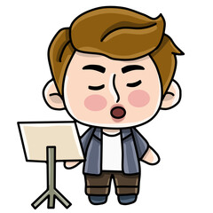 Boy singing character 