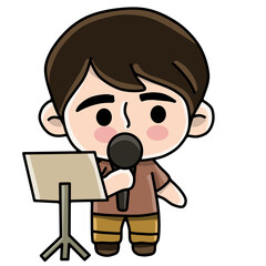 boy with microphone singing 