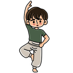Boy yoga pose character 
