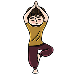 Man yoga pose character 