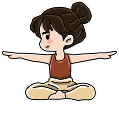 Girl in yoga pose character 
