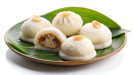 Sweet Puli Pitha with Fresh Coconut Filling Traditional Dessert