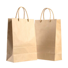Two plain brown paper shopping bags with rope handles, slightly angled against a black background