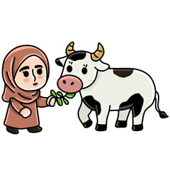 Girl and cow Eid al-Adha 