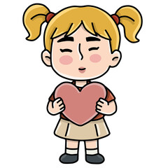 Little girl character with big heart 