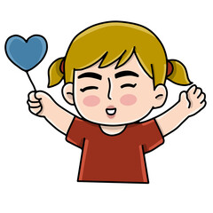 Little girl character with balloon heart 
