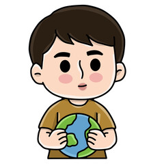 boy with a globe earth 