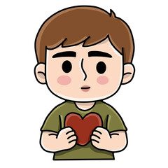 Little boy holding heart 