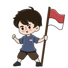 Character carrying the red and white flag of Indonesian independence