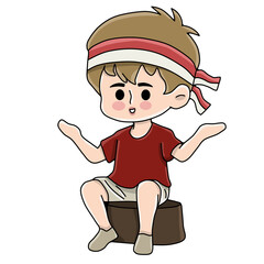 Character the red and white flag of Indonesian independence