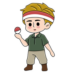 Character carrying the ball red and white flag of Indonesian independence