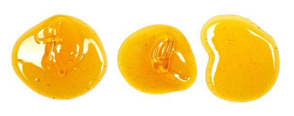 Set honey spill isolated on white, top view