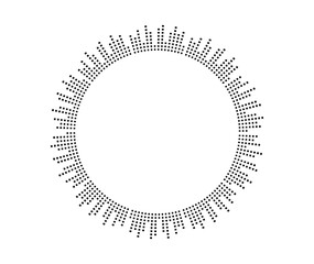 Minimalist black soundwave circle on white, embodying techno music vibes and modern aesthetics.