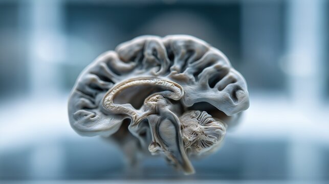 Sagittal Human Brain Dissection Macro Detailed Closeup