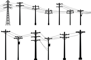 Silhouette, transmission tower, utility poles, power lines, transformers, electricity, energy, infrastructure, grid, insulators, crossarms, urban, design, engineering, distribution