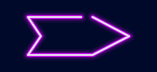 A bright glowing neon abstract shape with a blank space for text and an arrow point. Great for digital design.