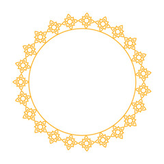 Round frame with intricate islamic geometric patterns, perfect for decorative and design projects.