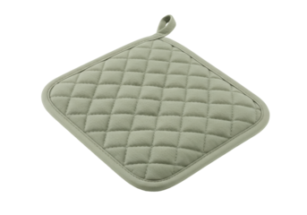 Isolated quilted fabric pot holder, trivet with hanging loop, heat resistant cotton pad