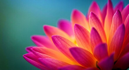 Fototapeta premium Ultra-Detailed Macro of Glowing Flower  Vivid Petals, Magenta & Peach Blend