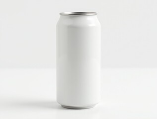Blank white aluminum beer or soda can on white background. Empty tin drink can template