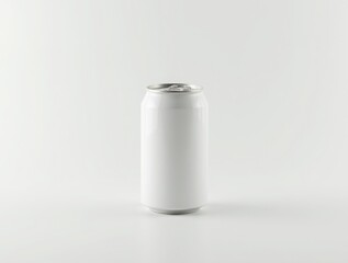 Blank white aluminum beer or soda can on white background. Empty tin drink can template
