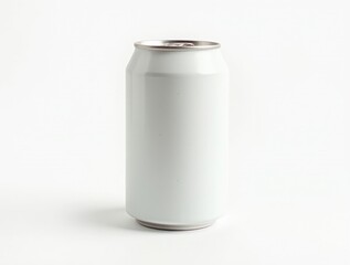 Blank white aluminum beer or soda can on white background. Empty tin drink can template