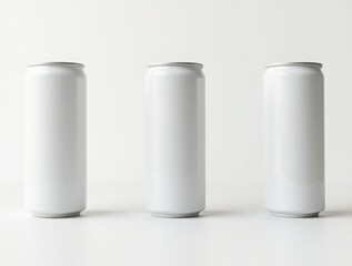 Blank white aluminum beer or soda can on white background. Empty tin drink can template