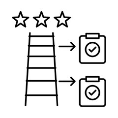 Ladder of Progress Icon, AI growth, Continuous improvement, AI system progress, Progress tracking, and AI-driven development. Vector illustration.