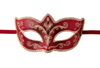 Venetian masquerade mask, crimson red, gold details