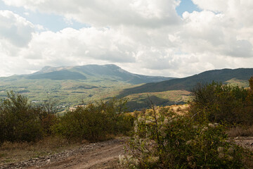 view from  mountain Demerjy at cloudy day, Crimea, Russia